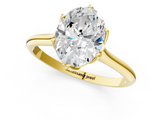 Yellow gold Oval Solitaire Cathedral Diamond Ring with Six-Prong Setting_26