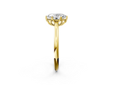 Yellow gold Oval Solitaire Cathedral Diamond Ring with Six-Prong Setting_27