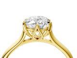 Yellow gold Oval Solitaire Cathedral Diamond Ring with Six-Prong Setting_29