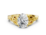 Yellow gold Oval Solitaire Celtic Knot Engagement Ring with Four-Prong Setting_63