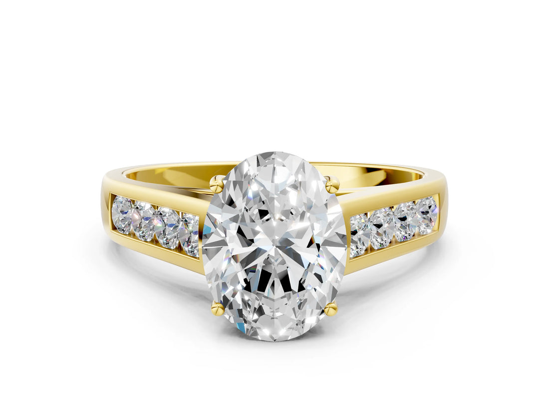 Yellow gold Oval Solitaire Channel-Set Diamond Engagement Ring with Four-Prong Setting_32