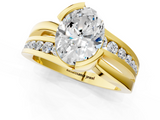 18K Yellow Gold 2.02 Carat D VS1 Oval Solitaire Channel-Set Split Shank Ring with Tension Prong Setting
