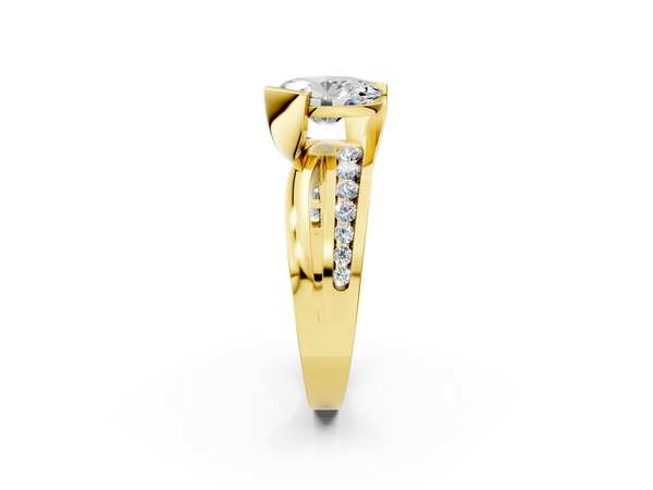 18K Yellow Gold 2.02 Carat D VS1 Oval Solitaire Channel-Set Split Shank Ring with Tension Prong Setting