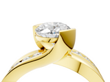 18K Yellow Gold 2.02 Carat D VS1 Oval Solitaire Channel-Set Split Shank Ring with Tension Prong Setting