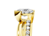 18K Yellow Gold 2.02 Carat D VS1 Oval Solitaire Channel-Set Split Shank Ring with Tension Prong Setting