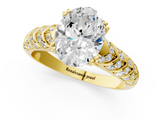 Yellow gold Oval Solitaire Chevron Pave Diamond Engagement Ring with Six-Prong Setting_4