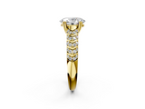 Yellow gold Oval Solitaire Chevron Pave Diamond Engagement Ring with Six-Prong Setting_5