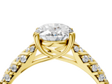 Yellow gold Oval Solitaire Chevron Pave Diamond Engagement Ring with Six-Prong Setting_7