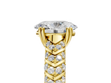 Yellow gold Oval Solitaire Chevron Pave Diamond Engagement Ring with Six-Prong Setting_8