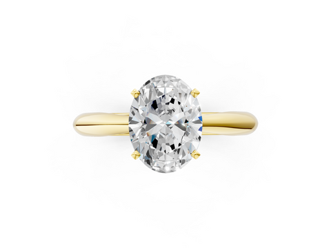 Yellow gold Oval Solitaire Diamond Engagement Ring with Cathedral Setting and Four-Prong Mount on a Classic Band_198