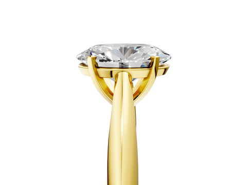 Yellow gold Oval Solitaire Diamond Engagement Ring with Cathedral Setting and Four-Prong Mount on a Classic Band_203