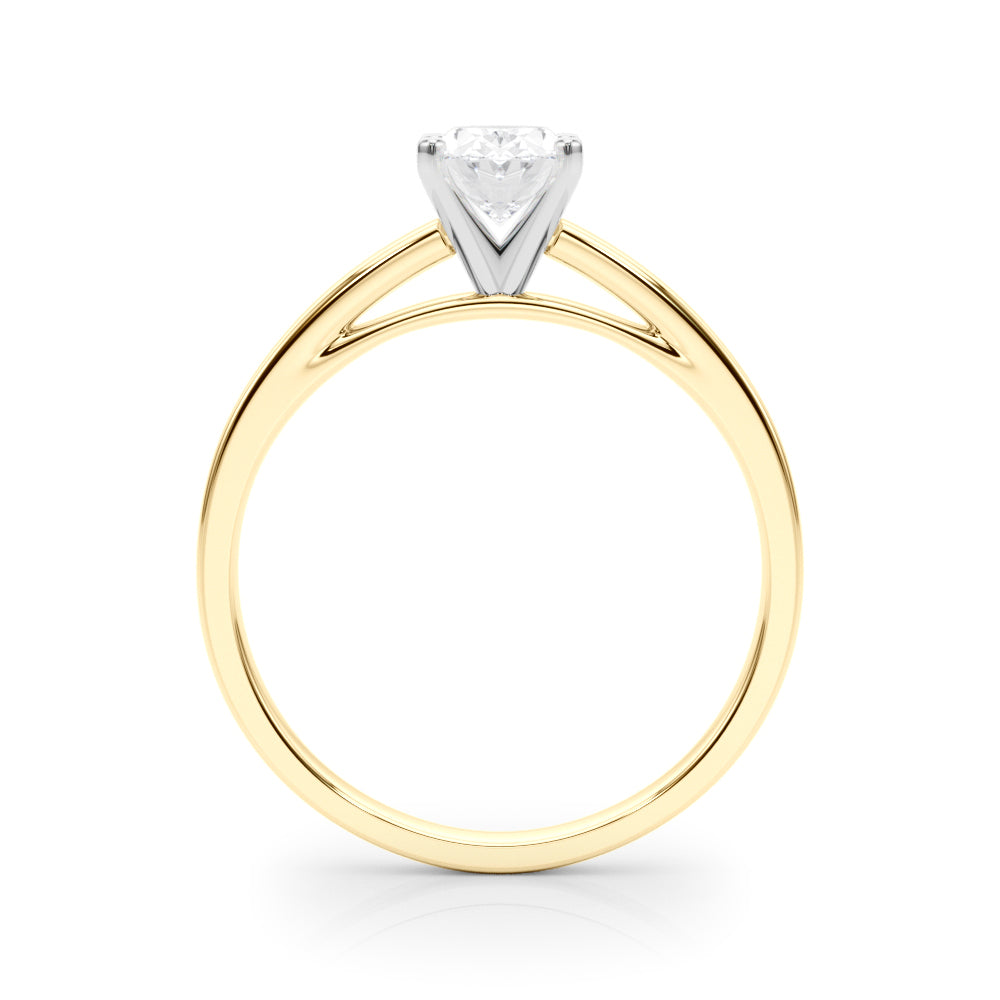 Yellow gold Oval Solitaire Diamond Engagement Ring with Four-Prong Setting on a Classic Band 2