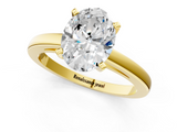 Yellow gold Oval Solitaire Diamond Engagement Ring with Four-Prong Setting on a Classic Band_9