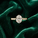 Yellow gold Oval Solitaire Diamond Engagement Ring with Pavé Band and Six-Prong Setting_15