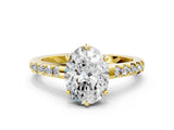 Yellow gold Oval Solitaire Diamond Engagement Ring with Pavé Band and Six-Prong Setting_27