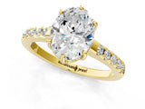 Yellow gold Oval Solitaire Diamond Engagement Ring with Pavé Band and Six-Prong Setting_28