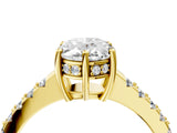 Yellow gold Oval Solitaire Diamond Engagement Ring with Pavé Band and Six-Prong Setting_31