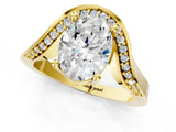 Yellow gold Oval Solitaire Diamond Engagement Ring with Pave Band and Four-Prong Setting 2