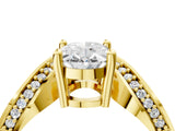 Yellow gold Oval Solitaire Diamond Engagement Ring with Pave Band and Four-Prong Setting 5