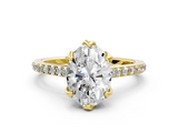 Yellow gold Oval Solitaire Diamond Engagement Ring with Pave Band and Six-Prong Setting_43