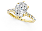 Yellow gold Oval Solitaire Diamond Engagement Ring with Pave Band and Six-Prong Setting_44