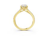 Yellow gold Oval Solitaire Diamond Engagement Ring with Pave Band and Six-Prong Setting_46