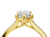 Yellow gold Oval Solitaire Diamond Engagement Ring with Pave Band and Six-Prong Setting_47