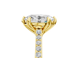 Yellow gold Oval Solitaire Diamond Engagement Ring with Pave Band and Six-Prong Setting_48