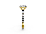 Yellow gold Oval Solitaire Diamond Pavé Band with Four-Prong Setting_55