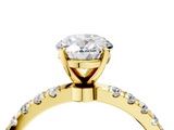 Yellow gold Oval Solitaire Diamond Pavé Band with Four-Prong Setting_57
