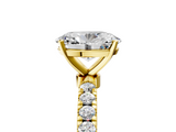 Yellow gold Oval Solitaire Diamond Pavé Band with Four-Prong Setting_58