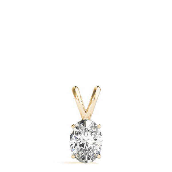 Yellow gold Oval Solitaire Diamond Prong Pendant 1