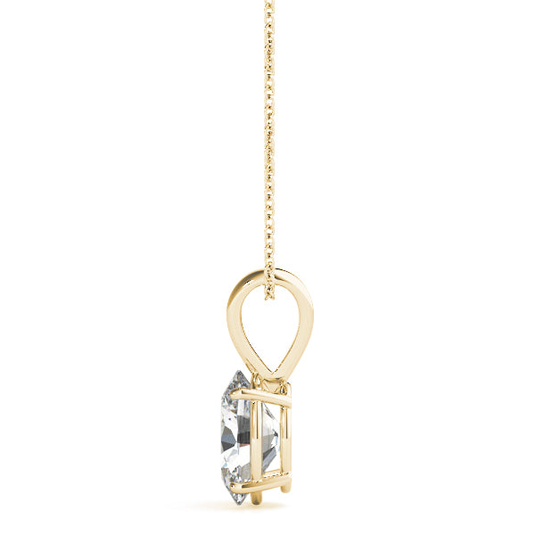 Yellow gold Oval Solitaire Diamond Prong Pendant 2