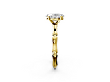 Yellow gold Oval Solitaire Diamond Ring with Bamboo Band and Four-Prong Setting_62