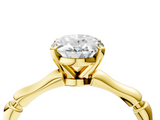 Yellow gold Oval Solitaire Diamond Ring with Bamboo Band and Four-Prong Setting_64