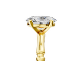 Yellow gold Oval Solitaire Diamond Ring with Bamboo Band and Four-Prong Setting_65
