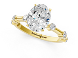 Yellow gold Oval Solitaire Diamond Ring with Bezel Set Side Stones and Prong Setting_26