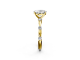 Yellow gold Oval Solitaire Diamond Ring with Bezel Set Side Stones and Prong Setting_27