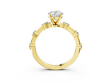 Yellow gold Oval Solitaire Diamond Ring with Bezel Set Side Stones and Prong Setting_28