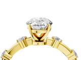Yellow gold Oval Solitaire Diamond Ring with Bezel Set Side Stones and Prong Setting_29