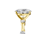 Yellow gold Oval Solitaire Diamond Ring with Bezel Set Side Stones and Prong Setting_30