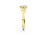 Yellow gold Oval Solitaire Diamond Ring with Cathedral Band and Four-Prong Setting_67