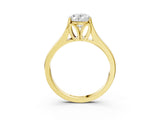 Yellow gold Oval Solitaire Diamond Ring with Cathedral Band and Four-Prong Setting_68