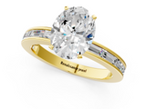 Yellow gold Oval Solitaire Diamond Ring with Channel-Set Baguette Band and Four-Prong Setting_92