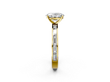 Yellow gold Oval Solitaire Diamond Ring with Channel-Set Baguette Band and Four-Prong Setting_93