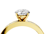 Yellow gold Oval Solitaire Diamond Ring with Channel-Set Baguette Band and Four-Prong Setting_95