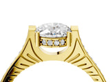 Yellow gold Oval Solitaire Diamond Ring with Channel Set Band and Bezel Prong Setting_60