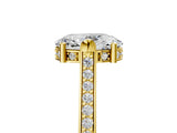 Yellow gold Oval Solitaire Diamond Ring with Channel Set Band and Bezel Prong Setting_61