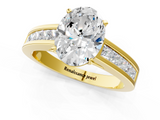 Yellow gold Oval Solitaire Diamond Ring with Channel-Set Band and Four-Prong Setting_10