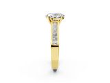 Yellow gold Oval Solitaire Diamond Ring with Channel-Set Band and Four-Prong Setting_11